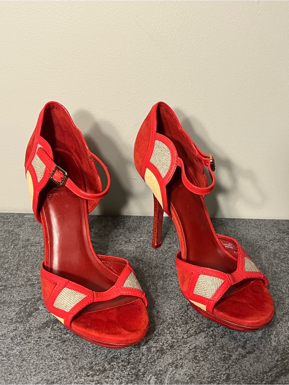 Tory Burch Red Women’s High Heel Sandals with Ankle Strap